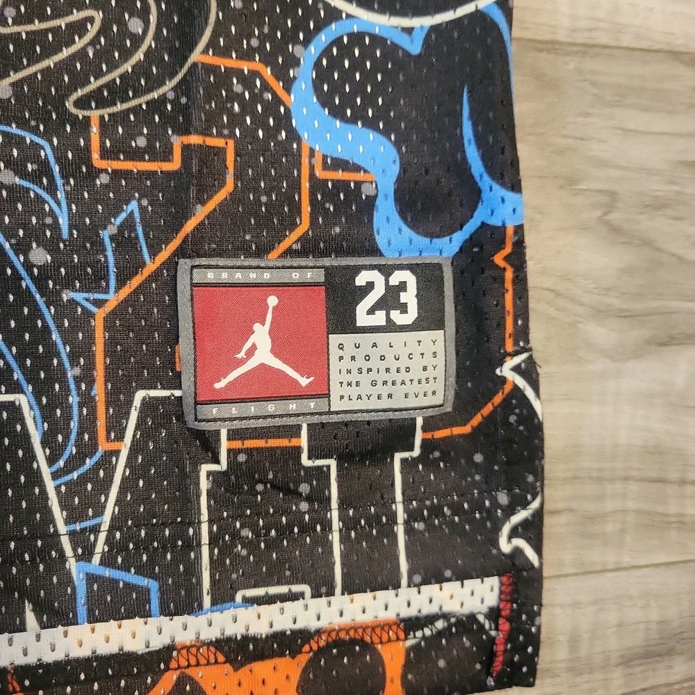 Michael Jordan #23 Jersey Boys Small Stitched‎ Black AOP Graphic Logo NEW